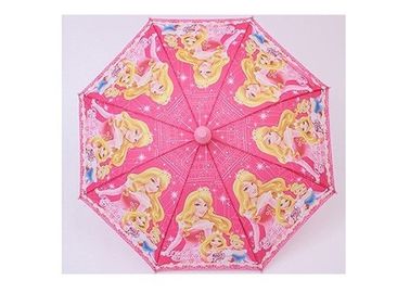 Lunghezza rosa 70cm dell'asse del metallo dell'ombrello 8mm dei bambini automatici delle ragazze con la tazza di plastica