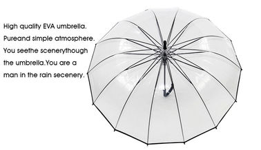 Struttura nera completa trasparente del metallo dell'ombrello 16K POE della pioggia della maniglia lunga unisex